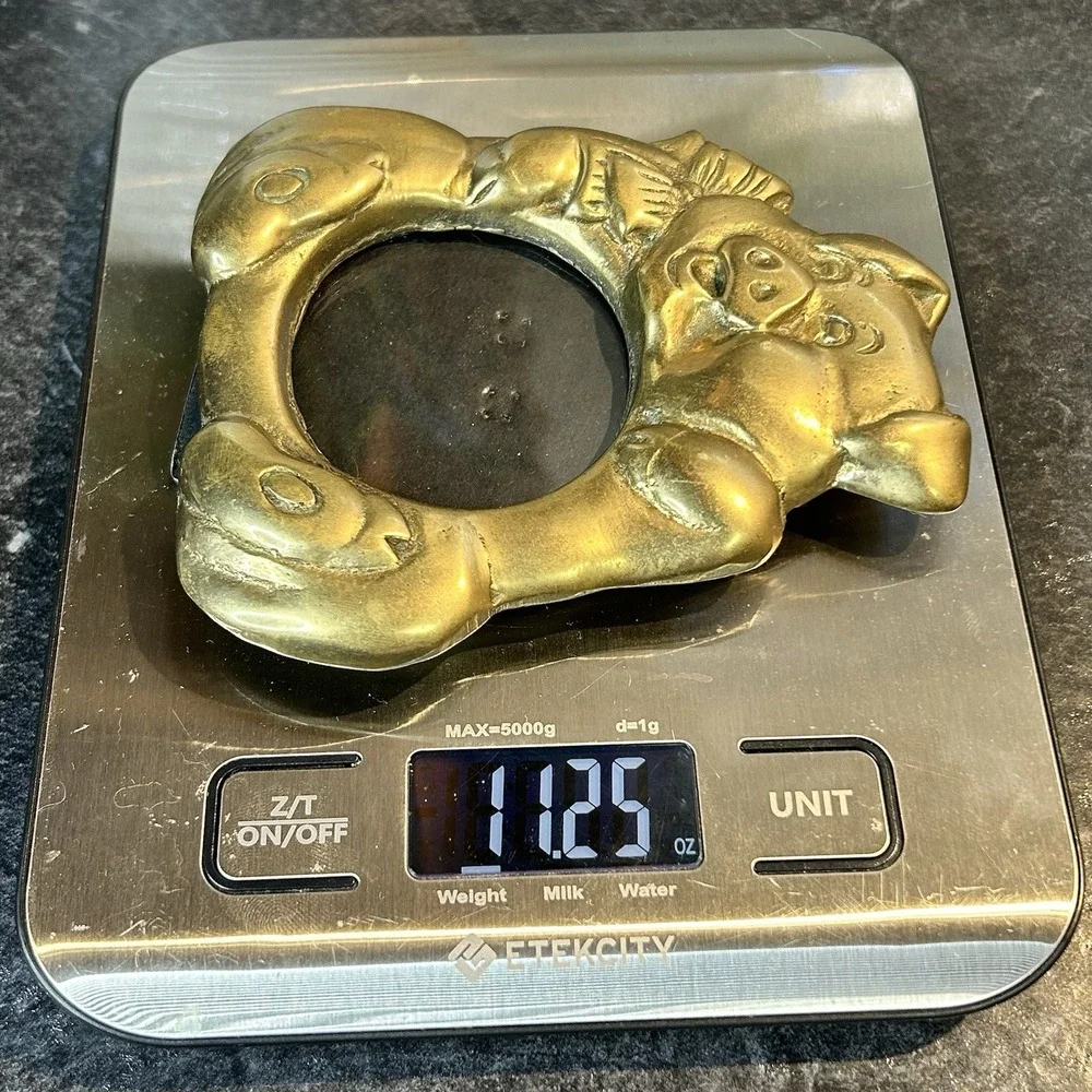 Vintage Brass‎ Pig Piggy Picture Frame 2